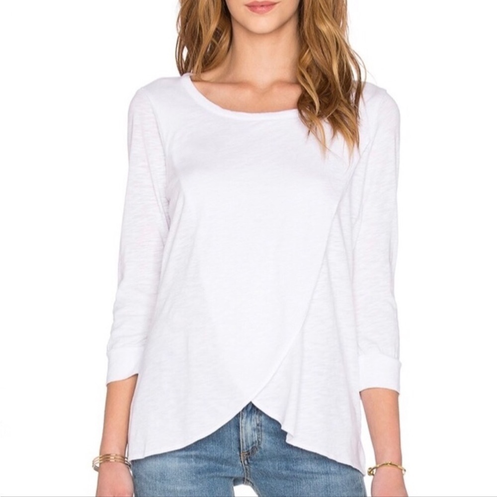 NEW ๐
บCHASER Split Tulip Hem 3/4 Sleeve Lightweight Causal Basic S T-Shirt Top